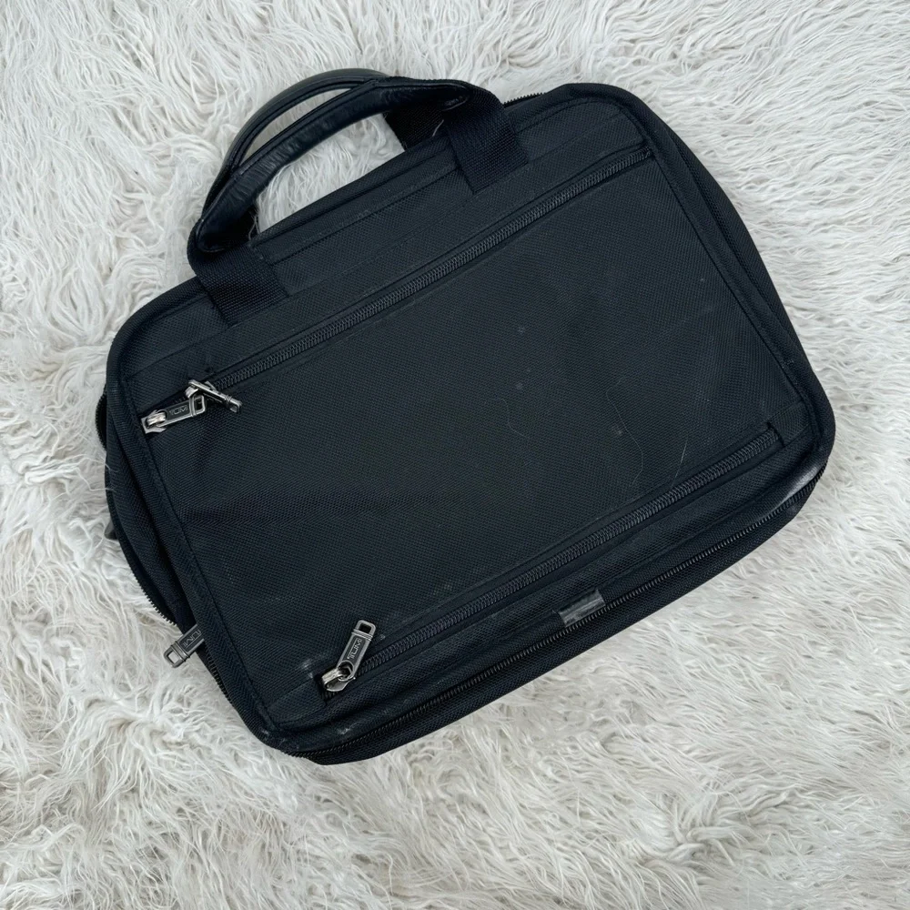 Tumi Black Canvas Laptop Briefcase Carry Bag No Shoulder Strap